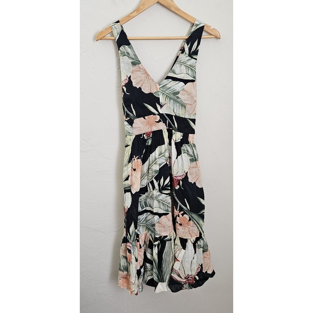 Ann Taylor Women's Size 2 Native Indigo Blue Island Floral Cross Back Dress‎